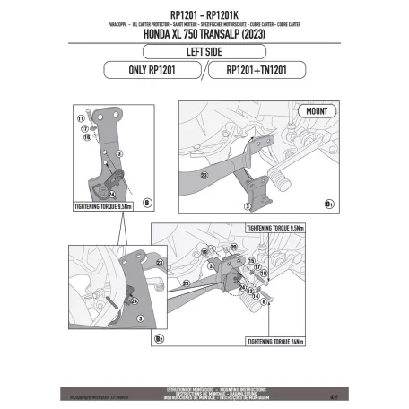 Motorblokk védő HONDA XL 750 Transalp (2023 > 2024), HONDA XL 750 Transalp (2025) GIVI