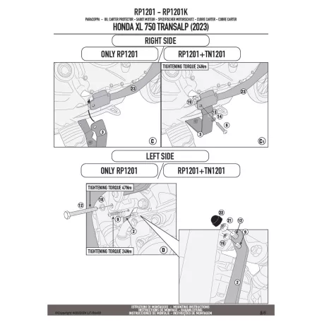 Motorblokk védő HONDA XL 750 Transalp (2023 > 2024), HONDA XL 750 Transalp (2025) GIVI