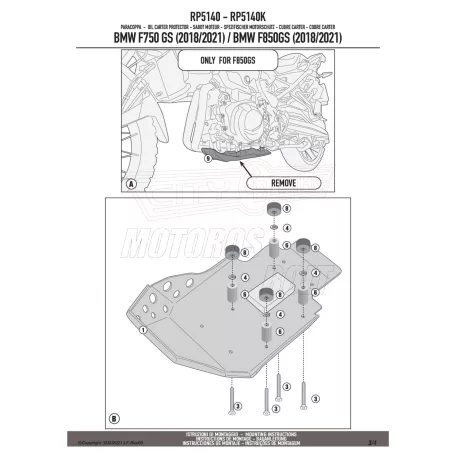 Motorblokk védő BMW F 750 GS (18-20) / BMW F750 GS (21-23) / BMW F 850 GS (18-20) / BMW F 850 GS (21-23) GIVI