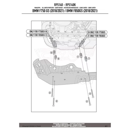 Motorblokk védő BMW F 750 GS (18-20) / BMW F750 GS (21-23) / BMW F 850 GS (18-20) / BMW F 850 GS (21-23) GIVI
