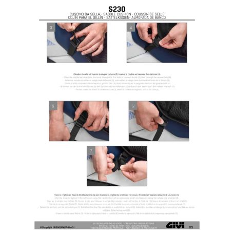 GIVI S230 motoros üléspárna – légpárnás betéttel, hosszú utakra (39,5×36×4 cm)