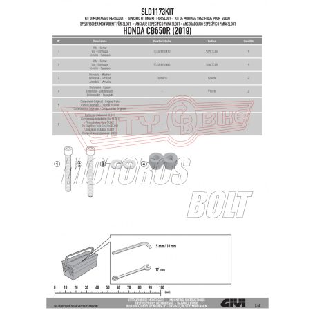 Bukógomba rögzítő kit Honda CB 650 R (2019-2020) / CB 650 R (2021-2022) GIVI