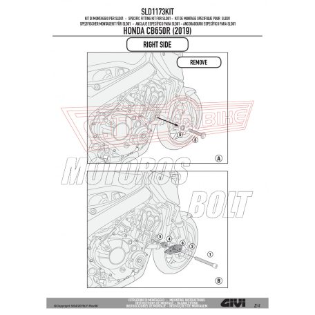 Bukógomba rögzítő kit Honda CB 650 R (2019-2020) / CB 650 R (2021-2022) GIVI