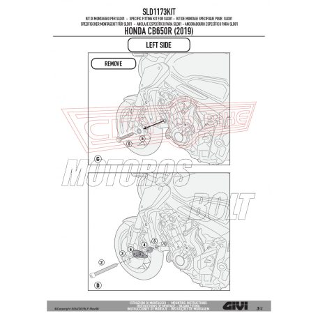 Bukógomba rögzítő kit Honda CB 650 R (2019-2020) / CB 650 R (2021-2022) GIVI