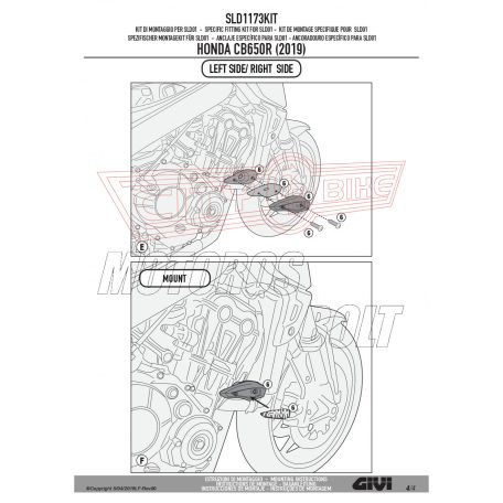 Bukógomba rögzítő kit Honda CB 650 R (2019-2020) / CB 650 R (2021-2022) GIVI