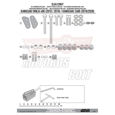 Bukógomba rögzítő kit Kawasaki Ninja 400 (2018-2022) / Z 400 (2019-2022) GIVI