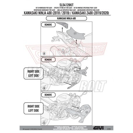 Bukógomba rögzítő kit Kawasaki Ninja 400 (2018-2022) / Z 400 (2019-2022) GIVI