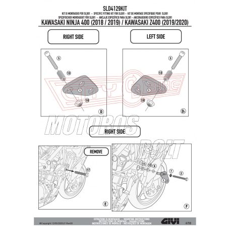 Bukógomba rögzítő kit Kawasaki Ninja 400 (2018-2022) / Z 400 (2019-2022) GIVI