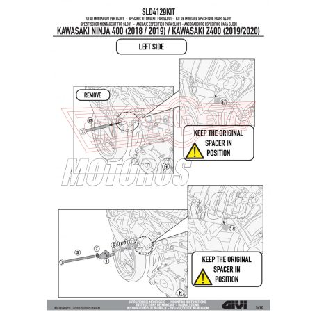 Bukógomba rögzítő kit Kawasaki Ninja 400 (2018-2022) / Z 400 (2019-2022) GIVI