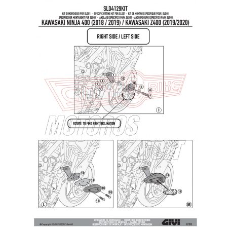 Bukógomba rögzítő kit Kawasaki Ninja 400 (2018-2022) / Z 400 (2019-2022) GIVI
