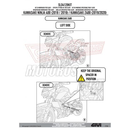 Bukógomba rögzítő kit Kawasaki Ninja 400 (2018-2022) / Z 400 (2019-2022) GIVI