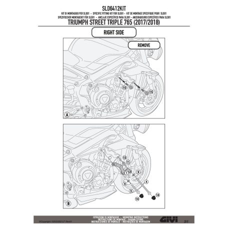 Bukógomba rögzítő szett TRIUMPH Street Triple 765 (2017-2020) GIVI