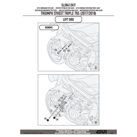 Bukógomba rögzítő szett TRIUMPH Street Triple 765 (2017-2020) GIVI
