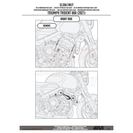 Bukógomba rögzítő kit TRIUMPH TRIDENT 660 (21-24) GIVI