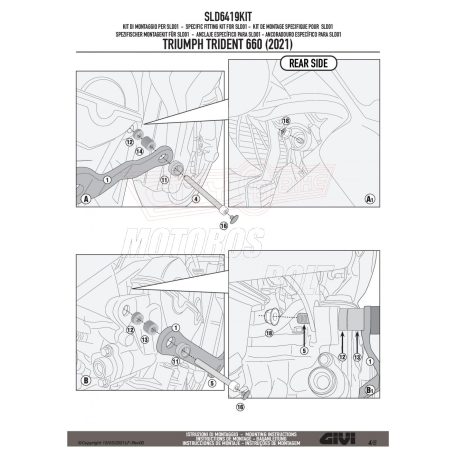 Bukógomba rögzítő kit TRIUMPH TRIDENT 660 (21-24) GIVI