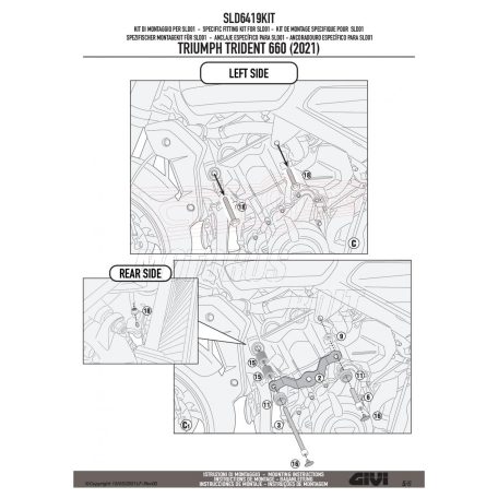 Bukógomba rögzítő kit TRIUMPH TRIDENT 660 (21-24) GIVI