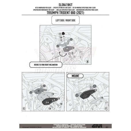 Bukógomba rögzítő kit TRIUMPH TRIDENT 660 (21-24) GIVI
