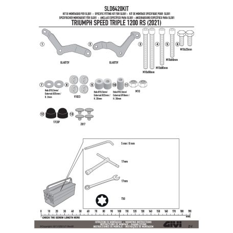 Bukógomba rögzítő szett TRIUMPH Speed Triple 1200 RS (2021-2024)GIVI