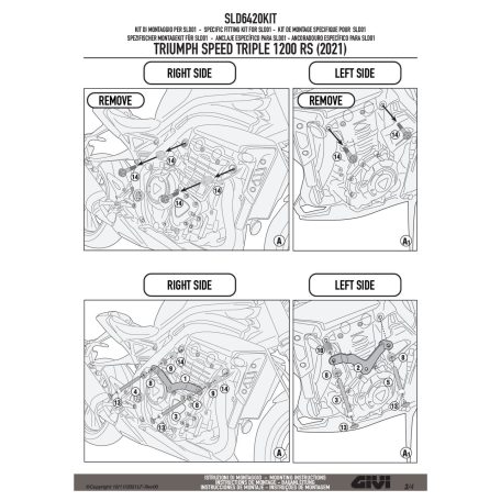Bukógomba rögzítő szett TRIUMPH Speed Triple 1200 RS (2021-2024)GIVI