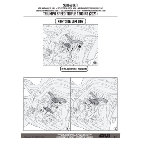 Bukógomba rögzítő szett TRIUMPH Speed Triple 1200 RS (2021-2024)GIVI