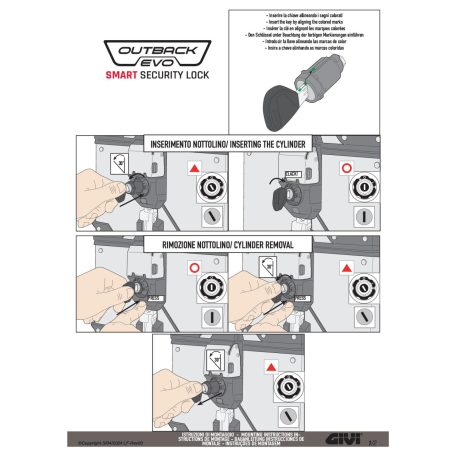 GIVI SLR102 Smart Security Lock dupla zárbetét – 2 darab Trekker Outback EVO SMART dobozhoz