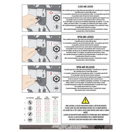 GIVI SLR103 Smart Security Lock 3db zárbetét – 3 darab Trekker Outback EVO SMART dobozhoz