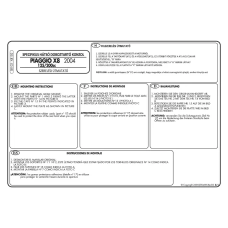 Csomagtartó Piaggio X8 125-150-200-250-400 (04-10) / Piaggio X-Evo 125-200-400 (07-11) GIVI MonoKEY dobozhoz