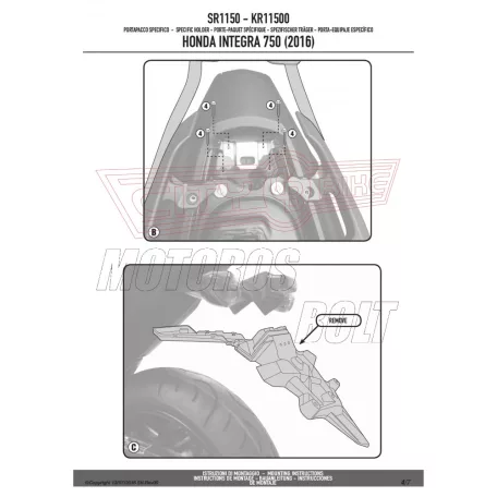 Csomagtartó alap Honda Integra 750 (2016-2020) GIVI