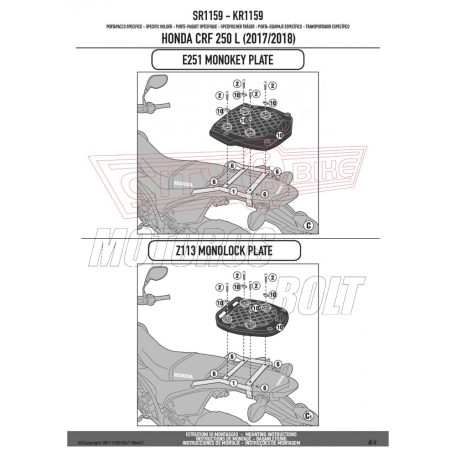 Csomagtartó alap Honda CRF 250 L (2017-2020) GIVI