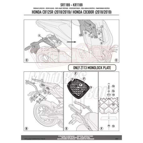 Csomagtartó alap Honda CB 125 R (2018-2024) / Honda CB 300 R (2018-2024) GIVI