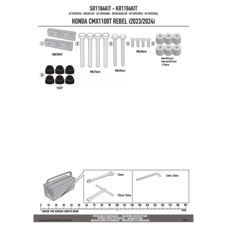 GIVI SR1194KIT – Szerelőkészlet Honda CMX 1100 T Rebel (23–25) modellhez