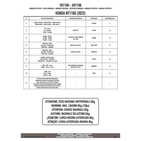 Csomagtartó HONDA NT1100 (22-24) GIVI