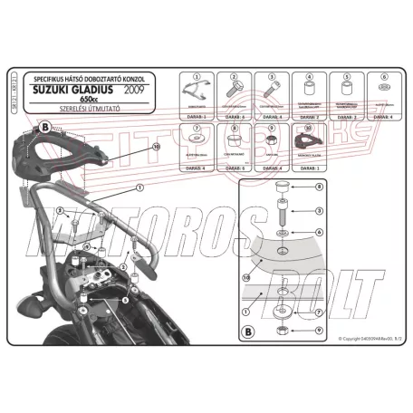 Csomagtartó Suzuki Gladius 650 (09-16) GIVI MonoKEY dobozhoz