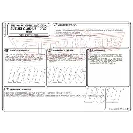 Csomagtartó Suzuki Gladius 650 (09-16) GIVI MonoKEY dobozhoz