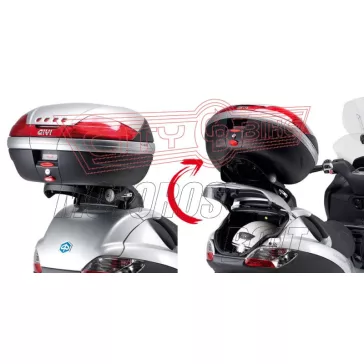   Csomagtartó Piaggio MP3 125-250-300-400 (06-11) / MP3 Touring 300-400 (11) / MP3 Business 500 (12-13) / MP3 SPORT 500 (12-13) / MP3 300 BUSINESS (12-14) / MP3 300 SPORT (12-14) GIVI MonoKEY dobozhoz