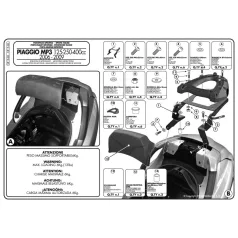   Csomagtartó Piaggio MP3 125-250-300-400 (06-11) / MP3 Touring 300-400 (11) / MP3 Business 500 (12-13) / MP3 SPORT 500 (12-13) / MP3 300 BUSINESS (12-14) / MP3 300 SPORT (12-14) GIVI MonoLOCK dobozhoz
