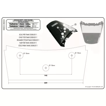   Csomagtartó alap Yamaha T-Max 500 (08-11) / Yamaha T-Max 530 (12-16) GIVI