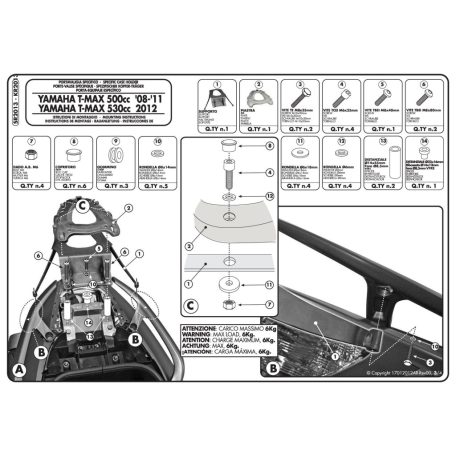 Csomagtartó alap Yamaha T-Max 500 (08-11) / Yamaha T-Max 530 (12-16) GIVI