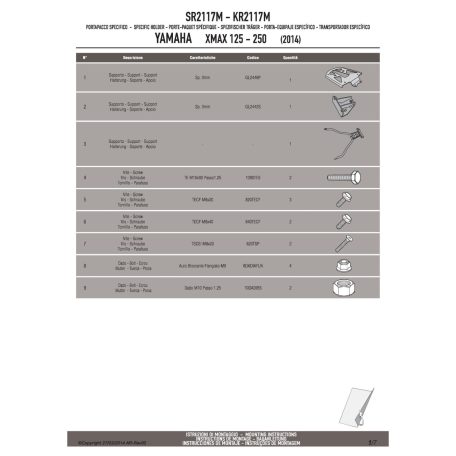 Csomagtartó alap YAMAHA X-MAX 125-250 (14-17), MBK EVOLYS 125-250 (14-17), MBK SKYLINER 125-250 (14) GIVI