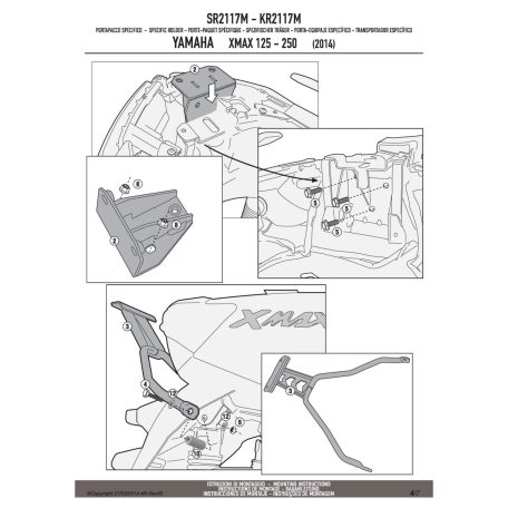 Csomagtartó alap YAMAHA X-MAX 125-250 (14-17), MBK EVOLYS 125-250 (14-17), MBK SKYLINER 125-250 (14) GIVI