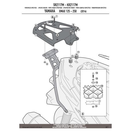Csomagtartó alap YAMAHA X-MAX 125-250 (14-17), MBK EVOLYS 125-250 (14-17), MBK SKYLINER 125-250 (14) GIVI