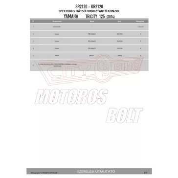   Csomagtartó alap YAMAHA TRICITY 125-155 (2014-2024), MBK TRYPTIK 125 (2014-2017) GIVI