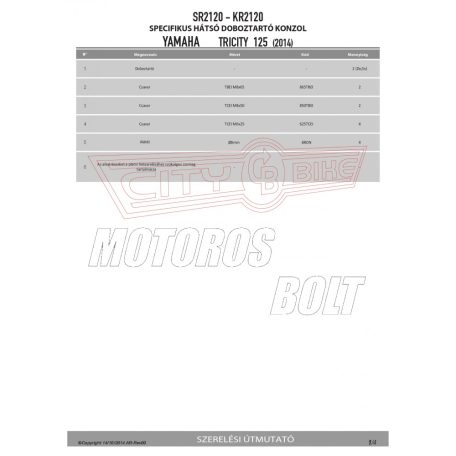 Csomagtartó alap YAMAHA TRICITY 125-155 (2014-2024), MBK TRYPTIK 125 (2014-2017) GIVI