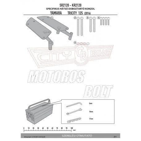 Csomagtartó alap YAMAHA TRICITY 125-155 (2014-2024), MBK TRYPTIK 125 (2014-2017) GIVI