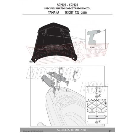 Csomagtartó alap YAMAHA TRICITY 125-155 (2014-2024), MBK TRYPTIK 125 (2014-2017) GIVI