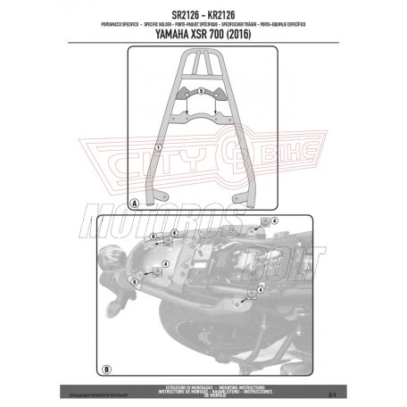 Csomagtartó alap Yamaha XSR 700 (2016-2021) GIVI