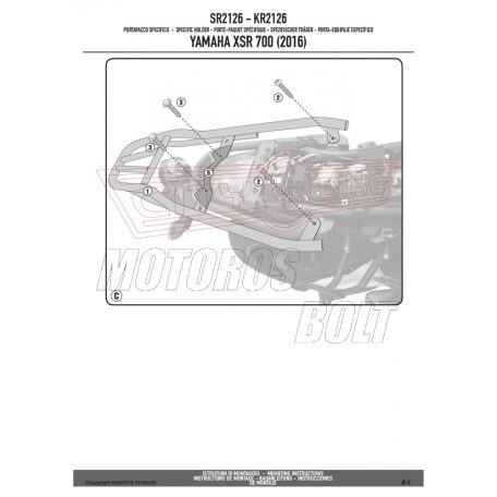 Csomagtartó alap Yamaha XSR 700 (2016-2021) GIVI