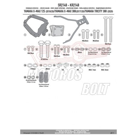 Csomagtartó alap Yamaha X-Max 125 (2018-2022) / Tricity 300 (2020-2024) / X-Max 300 (2017-2022) GIVI