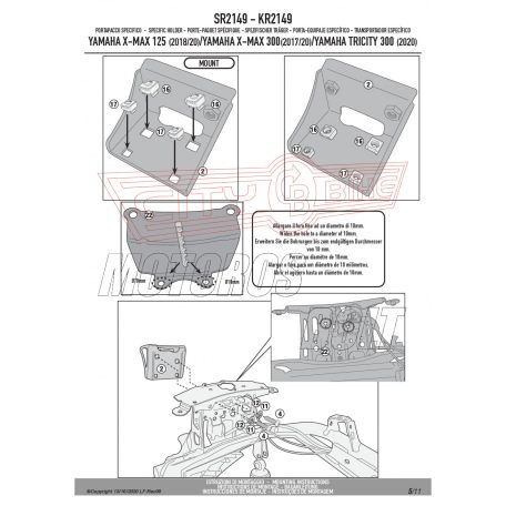 Csomagtartó alap Yamaha X-Max 125 (2018-2022) / Tricity 300 (2020-2024) / X-Max 300 (2017-2022) GIVI