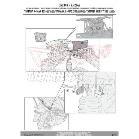 Csomagtartó alap Yamaha X-Max 125 (2018-2022) / Tricity 300 (2020-2024) / X-Max 300 (2017-2022) GIVI